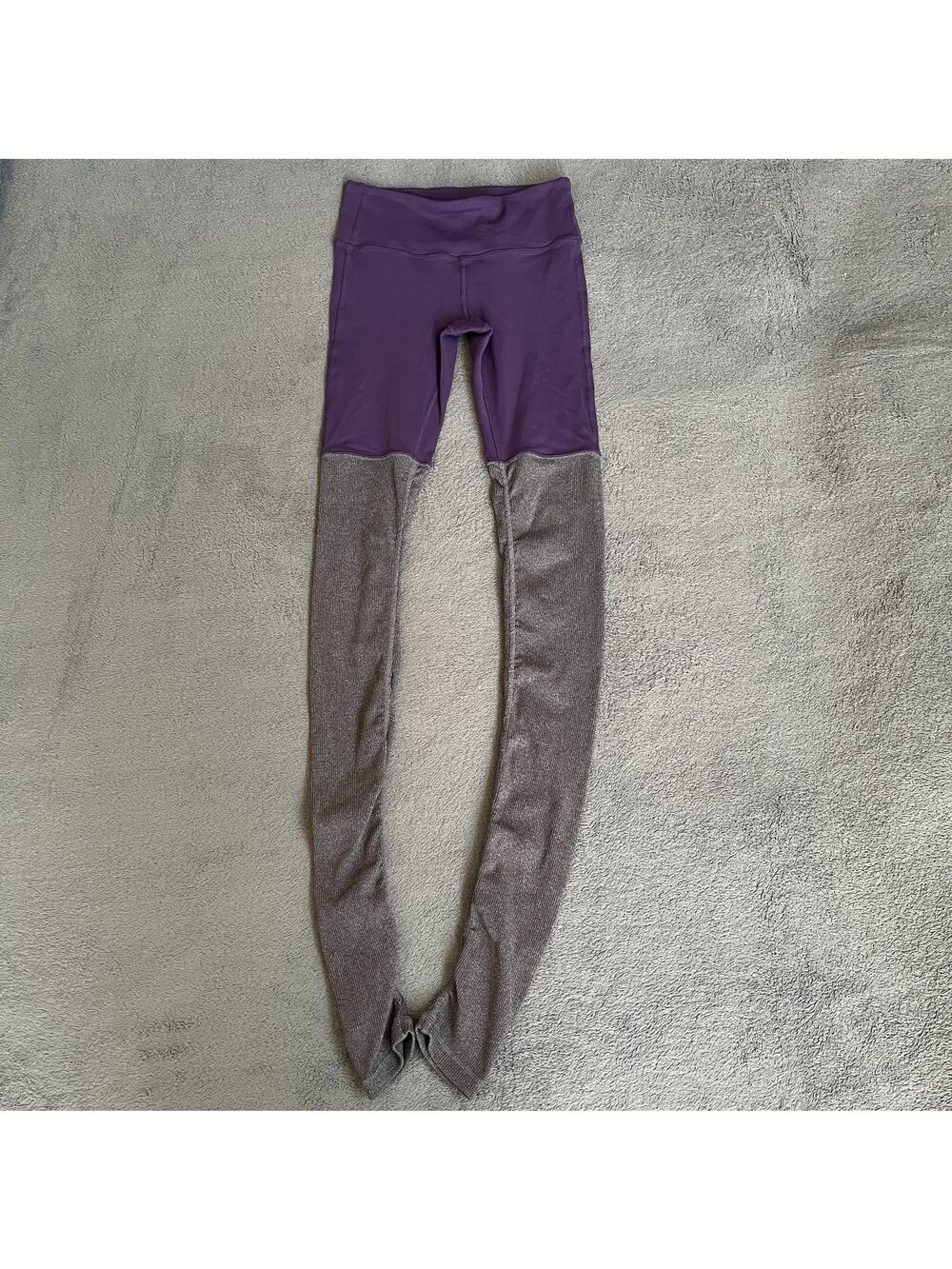 Alo Yoga Purple Gray High Waist Extra Long Ribbed Goddess Legging Womens Size XS
